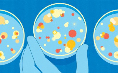 Graphic of a hand holding a petri dish