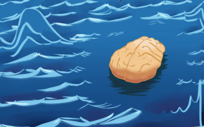 Illustration of Brains floating in the sea