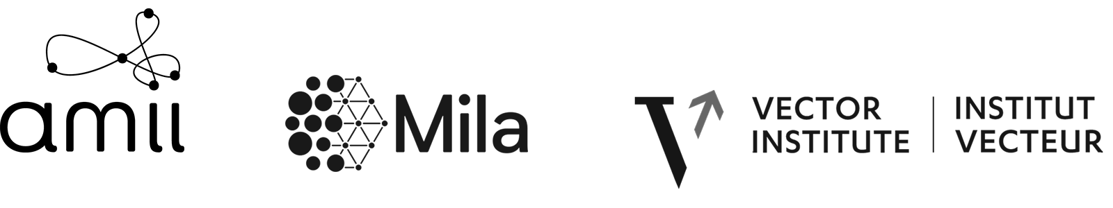 amii, Mila, Vector Institute logos
