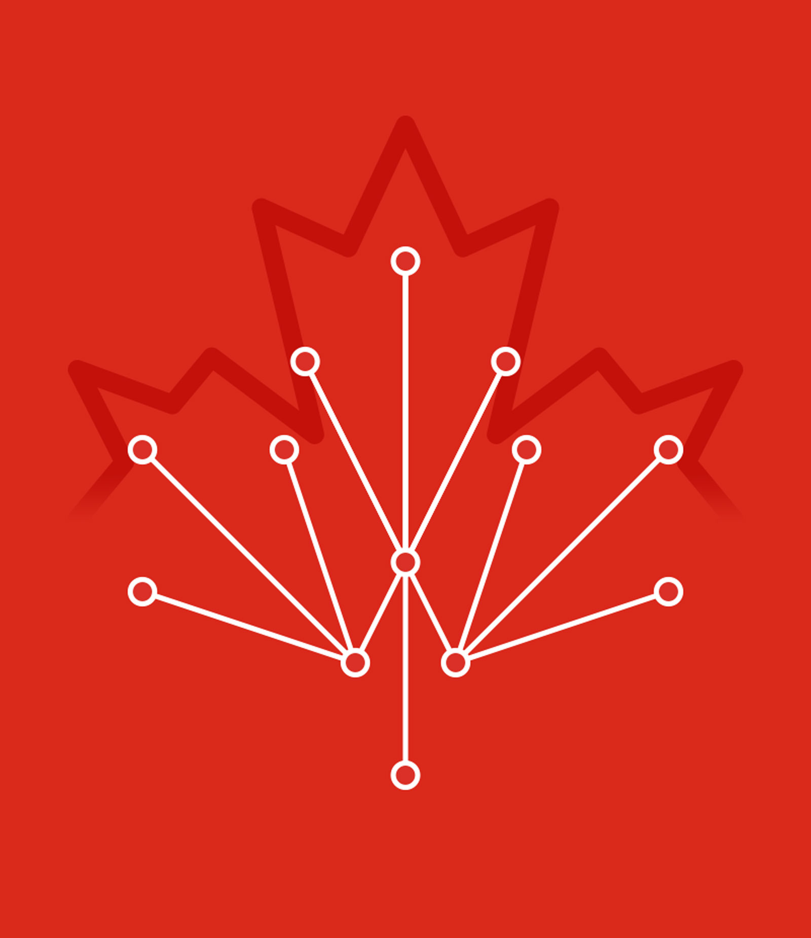 Illustration of circuits overlapping a maple leaf