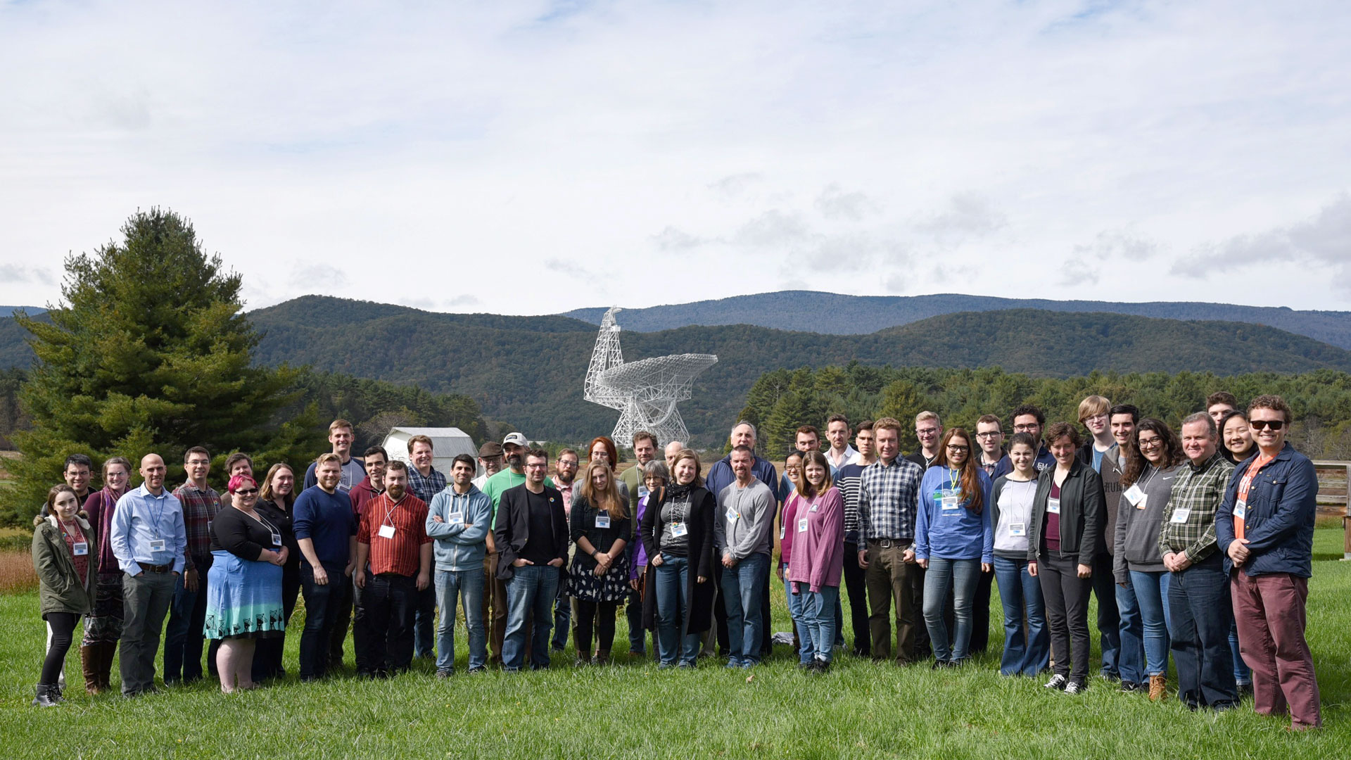 Photo of NANOGrav Collaboration members at a scientific conferenceheld at the Green Bank Observatory in West Virginia in 2018. Credit: Tonia Klein for the NANOGrav Collaboration