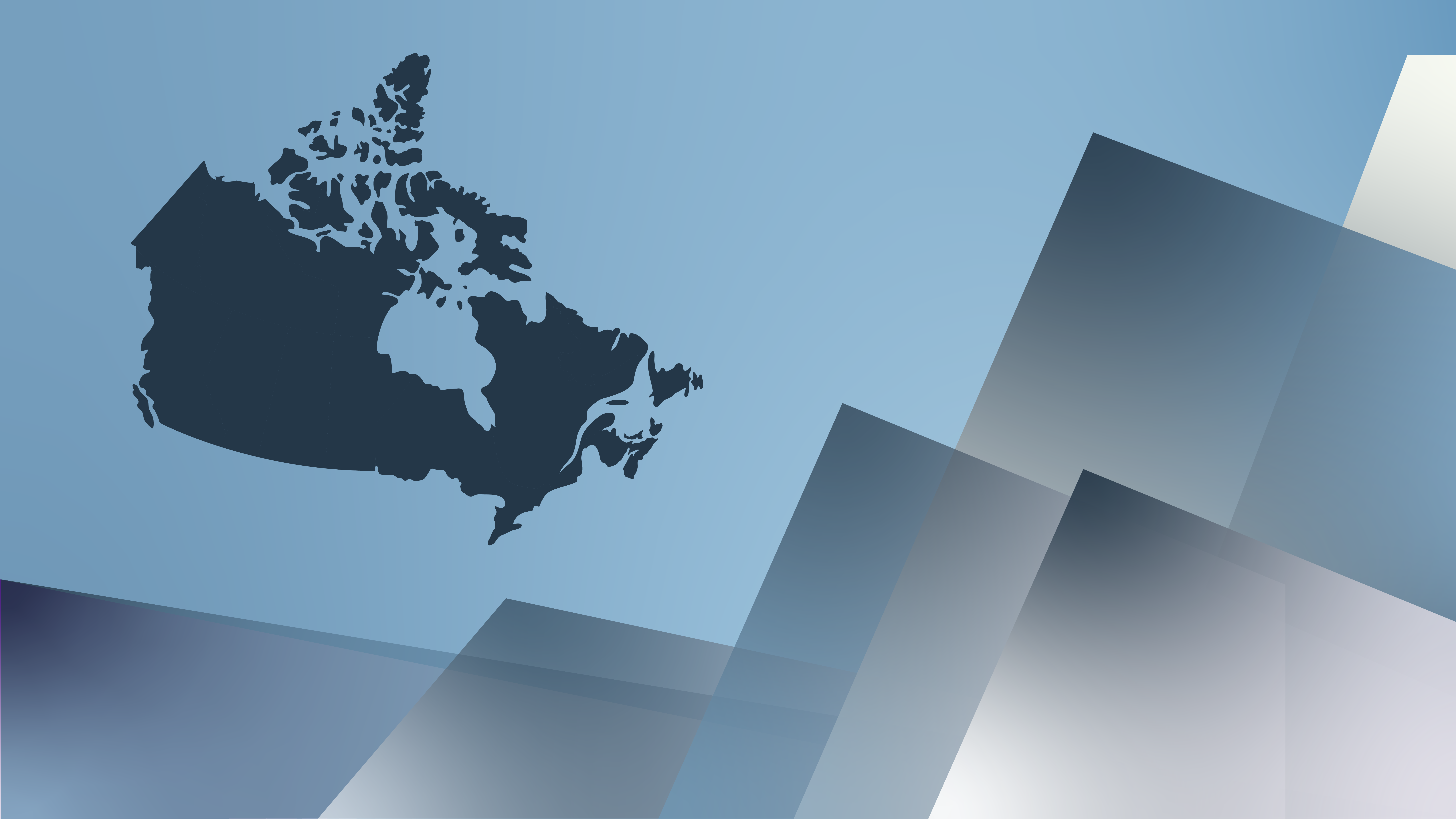 A banner illustration depicting the country of Canada on a blue background and with chevron design elements