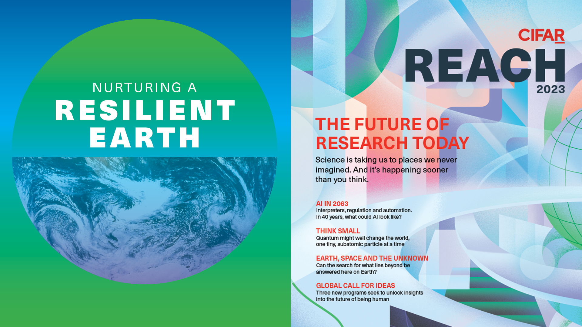 Graphic showing both Nurturing a Resilient Earth logo and the cover of Reach Magazine