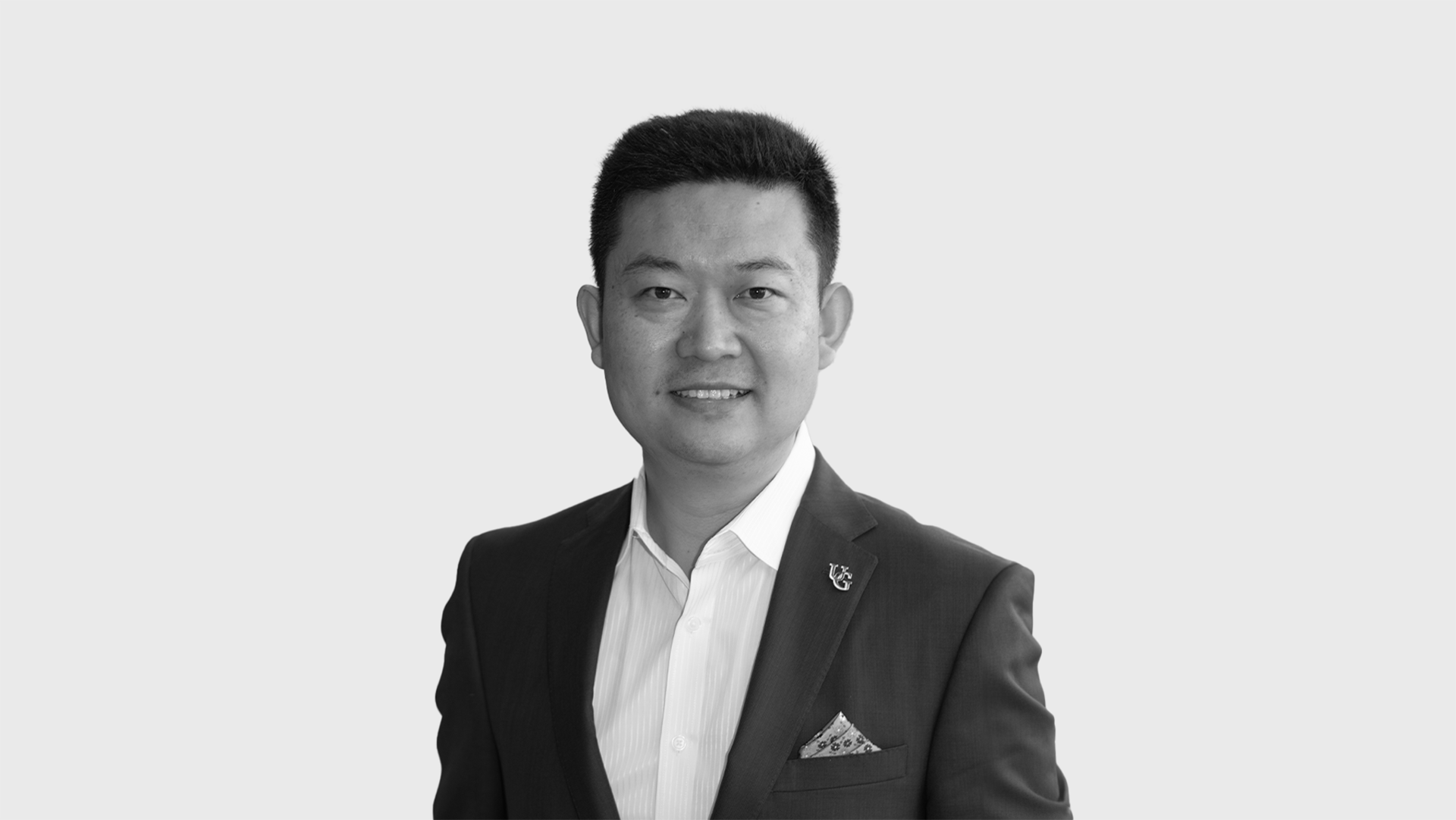 Black and white photo of Wei Zhang