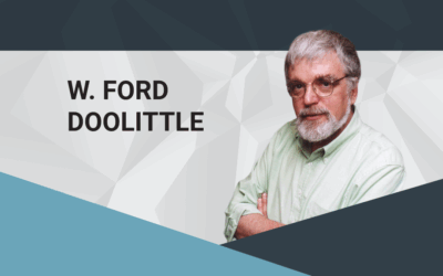 A graphic featuring a photo of W. Ford Doolittle on the right. His name is written in bold text on the left.