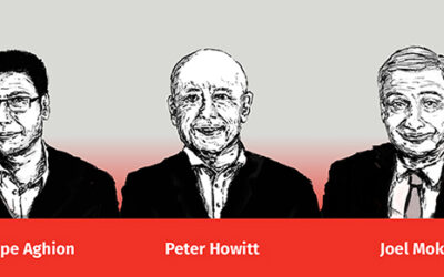 Illustrations of Philippe Aghion, Joel Mokyr and Peter Howitt, members of CIFAR’s former economics research programs, who were recently awarded the Sveriges Riksbank Prize in Economic Sciences in Memory of Alfred Nobel 2025.